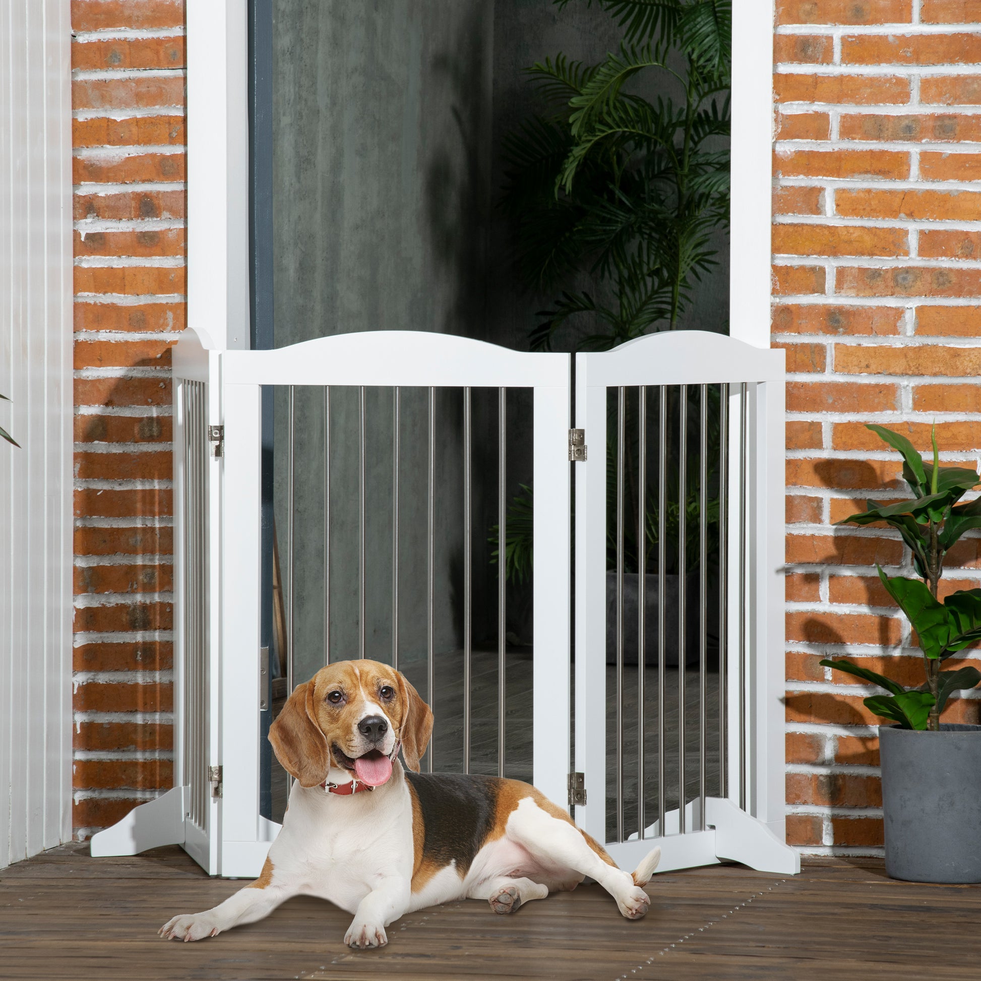 Pawhut Barrera De Seguridad Para Perros Plegable 154x30x80 Cm Con Soporte De Pie_1
