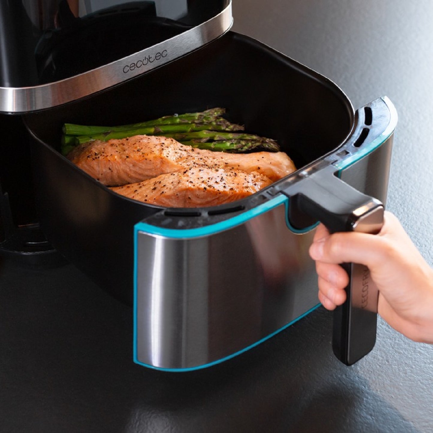 Freidora Sin Aceite De Aire Cecofry Full Inoxblack 5500. Dietética Y Digital, 1450 W Nominal, 1600 W Máxima, 5l Volumen, 5,5l Área De Cocinado, Acab_3