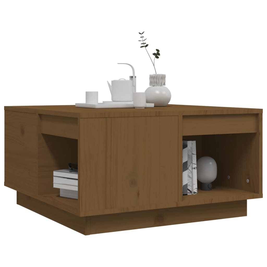 Mesa De Centro Madera Maciza De Pino Marrón Miel 60x61x32,5 Cm_2