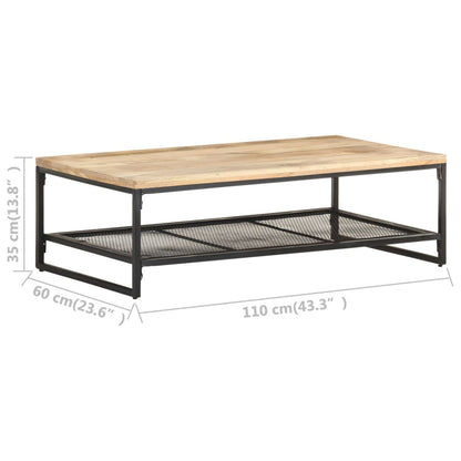 Mesa De Centro De Madera Maciza De Mango 110x60x35 Cm_4