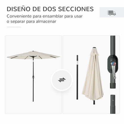 Outsunny Sombrilla De Jardín Ø264x253 Cm Con Protección Uv 50+ Beige_5
