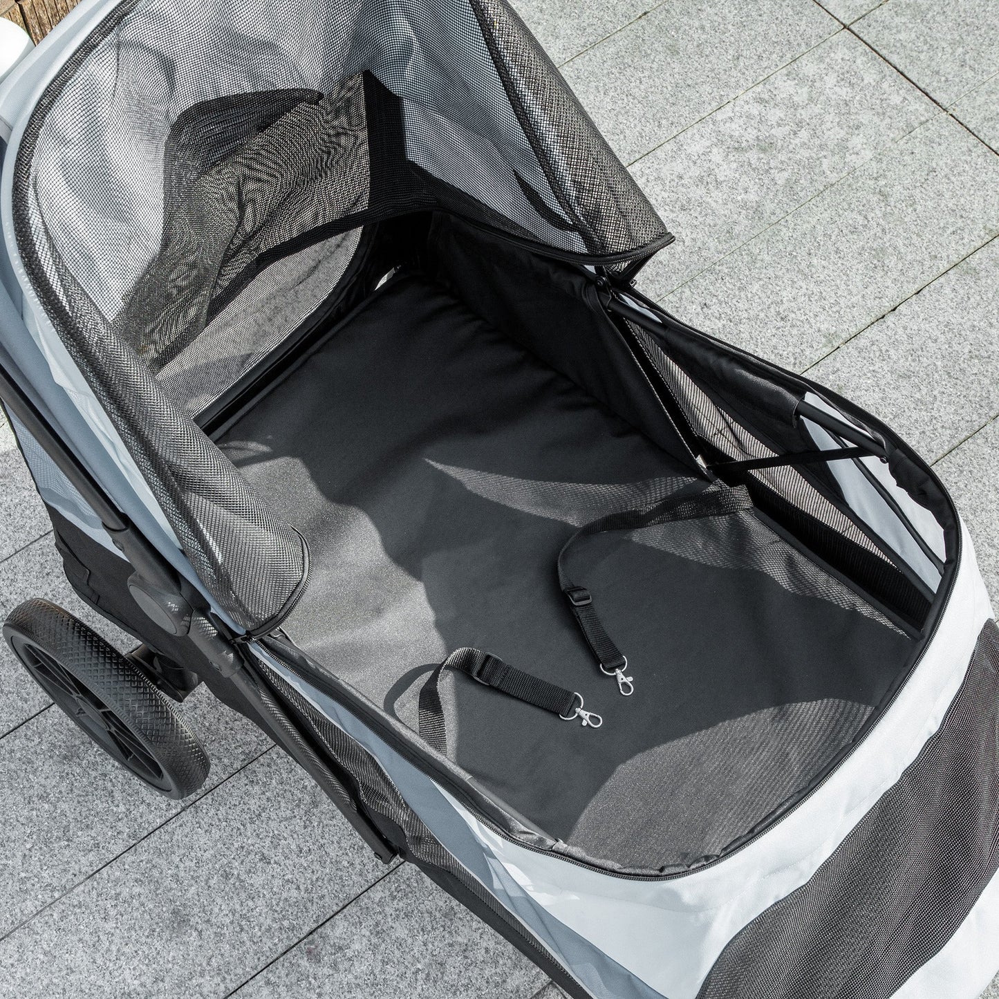 Pawhut Cochecito Para Perros Plegable Con Marco Amortiguador 124x67x100 Cm Gris_3