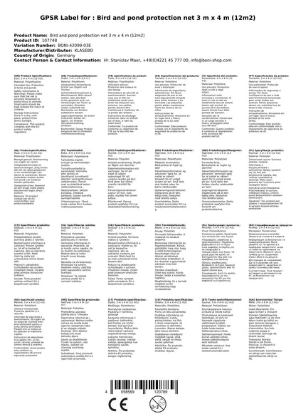 Vogel- Und Teichschutznetz 3 M X 4 M (12m²)