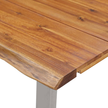 Mesa De Comedor Madera De Acacia Y Acero Inoxidable 160x80x75cm_4