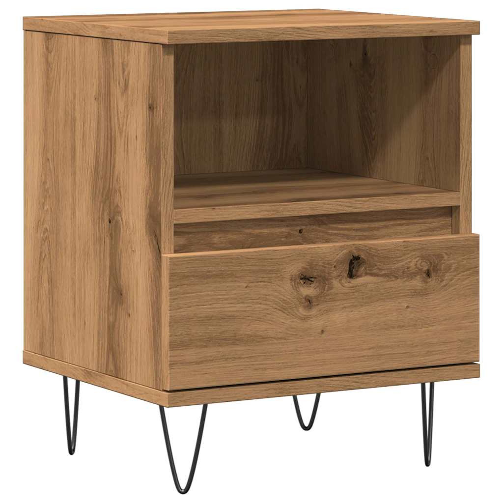 Mesita De Noche Madera De Ingeniería Roble Artisian 40x35x50 Cm_0