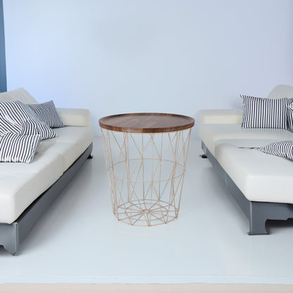 Well Home Mesa Auxiliar De Metal Con Bandeja De Mdf Color Marrón Ø37x39cm_3