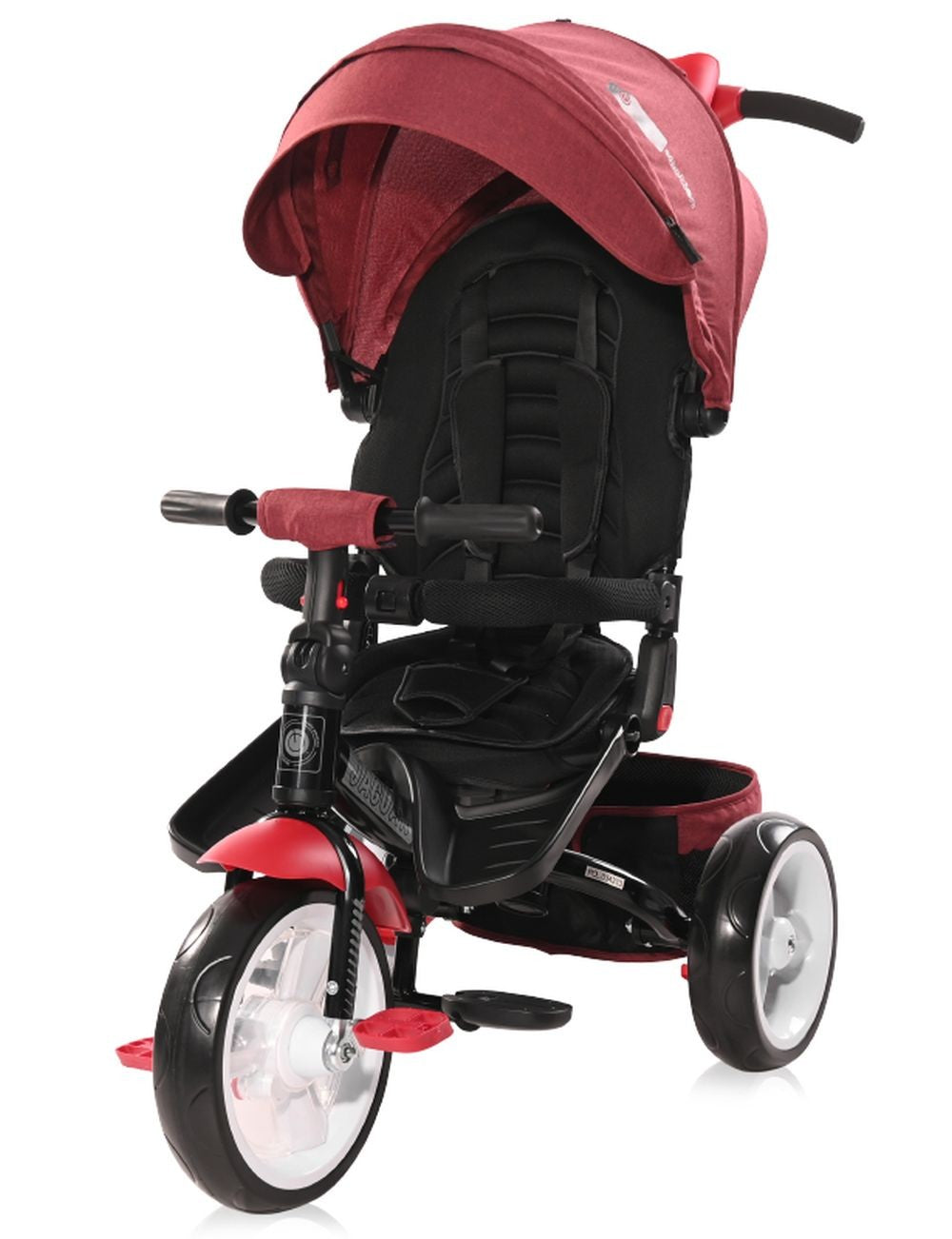 Triciclo Evolutivo Jaguar Con Capota , Asiento Giratorio 360º Y Ruedas Eva Red Black Luxe_0