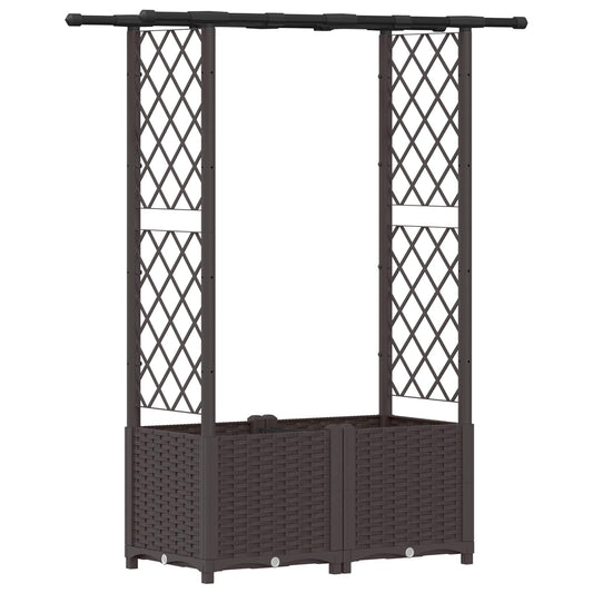Cama Elevada Con Trellis Y Techo Marrón 124,5 X 40 X 136 Cm Pp_0