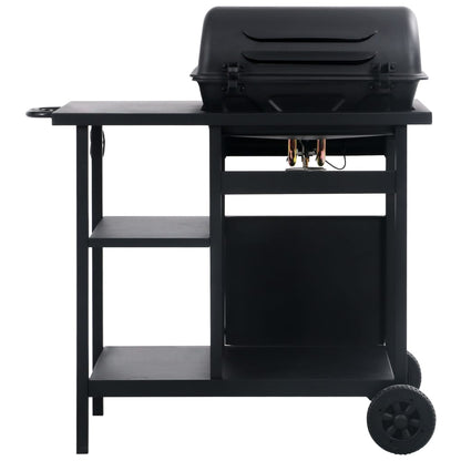 Vidaxl Barbacoa Portátil De Gas Con Mesita De 3 Estantes Negro_2