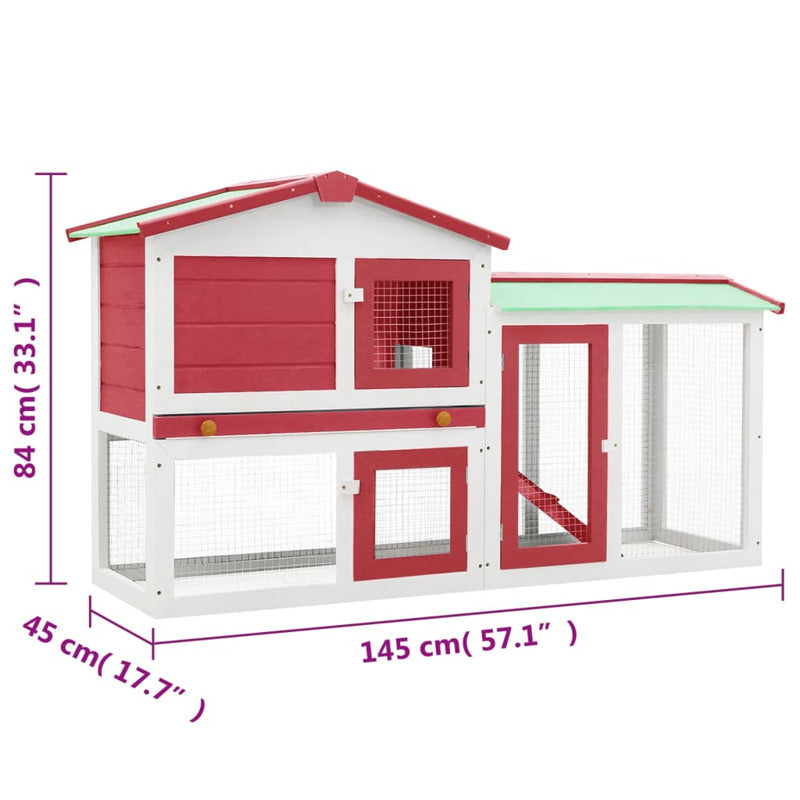 Vidaxl Jaula De Animales Grande Madera Rojo Y Blanco 145x45x84 Cm_5