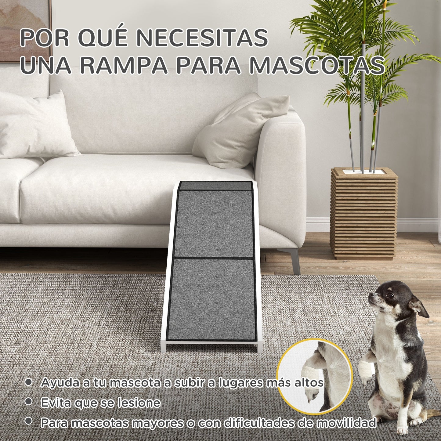 Pawhut Rampa Para Perros De Madera Con Alfombra Antideslizante 152x40x50 Cm_4
