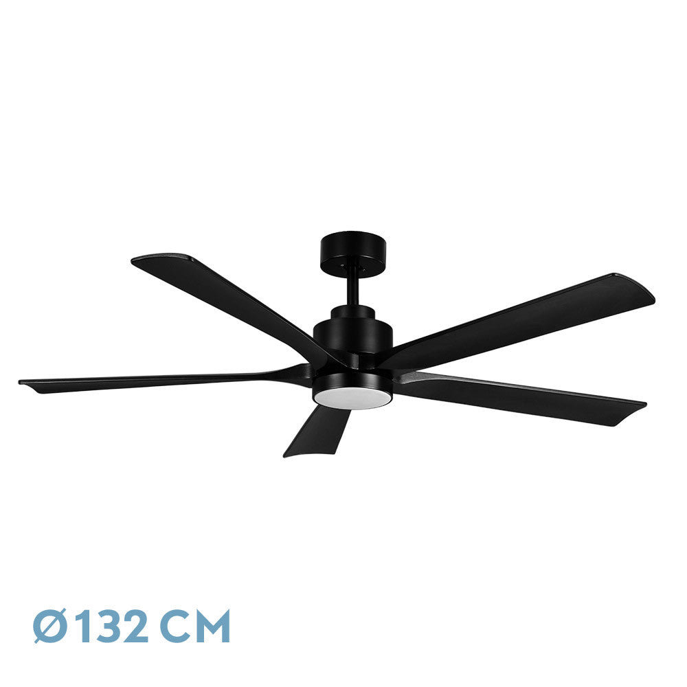 Ventilador Dc Cairo 24w 2400lm Negro 5aspas 132d 3000k,4500k,6000k Remoto+temporizador+memoria_0