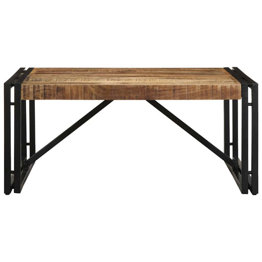Mesa De Centro 80x80x35 Cm Madera Maciza De Mango Rugosa_0