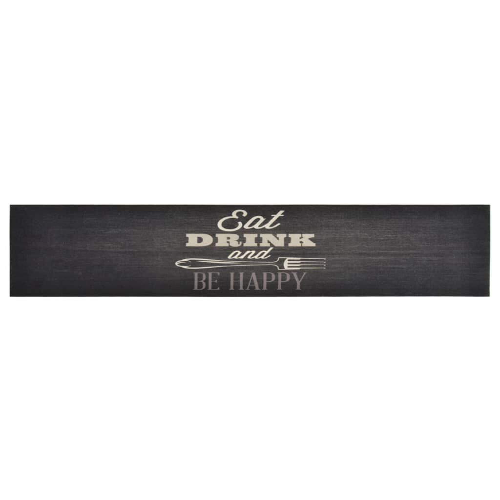 Vidaxl Alfombra De Cocina Lavable Terciopelo Negro 60x300 Cm_1
