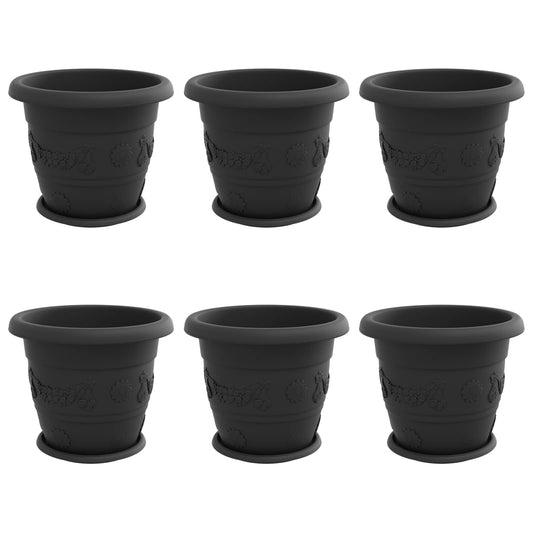 Macetas 6 Uds. Negro Ø 34 X 28 Cm Plástico_0