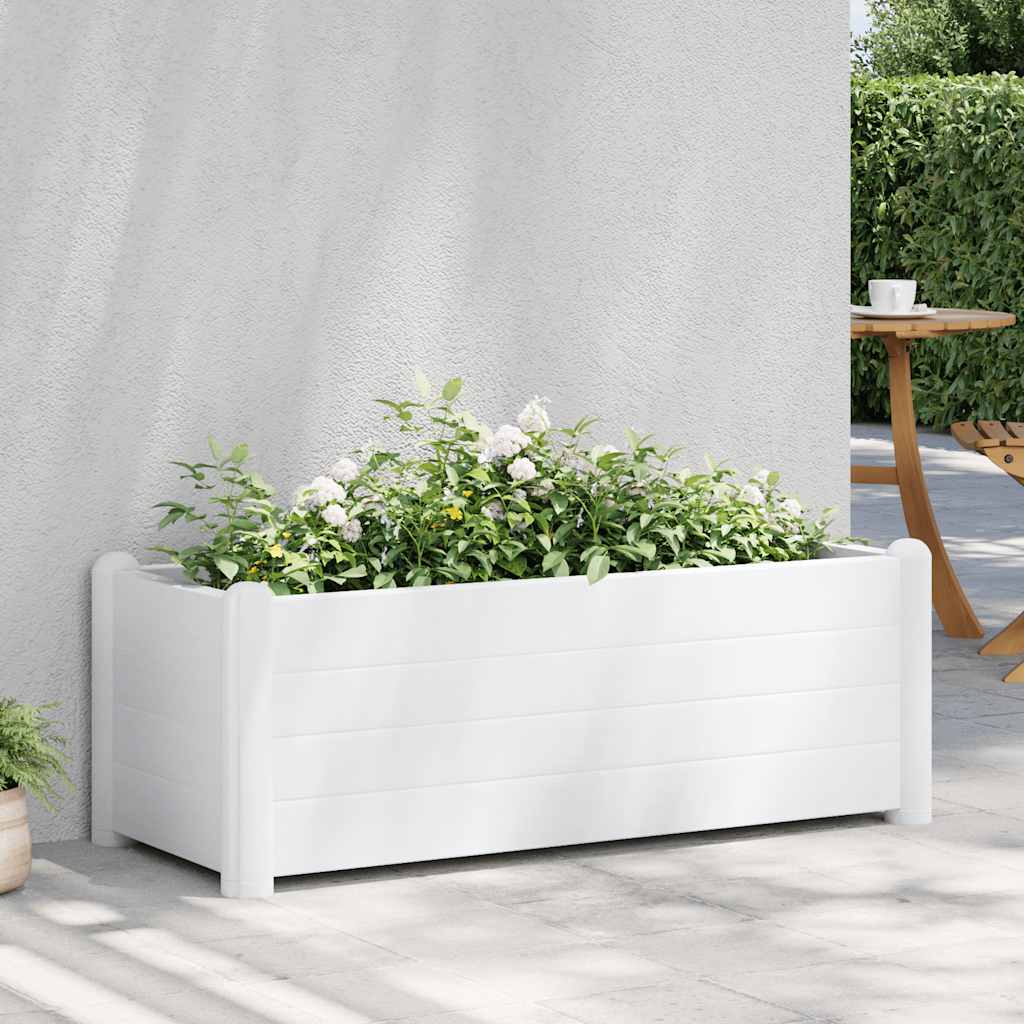 Arriate Elevado De Jardín Pp Blanco 100x43x35 Cm_1