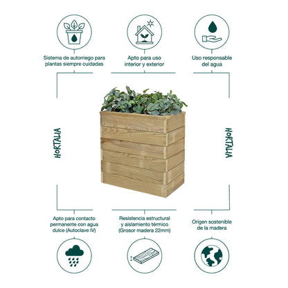 Jardinera De Madera Con Autorriego 60x34x60 Cm Nidum Basic Hortalia_4
