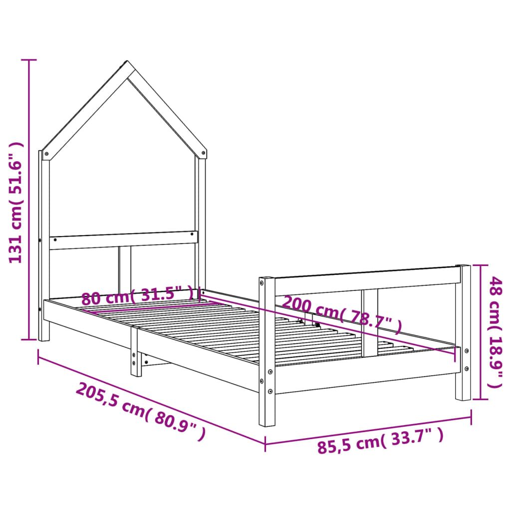 Vidaxl Estructura De Cama Para Niños Madera De Pino Blanco 80x200 Cm_2