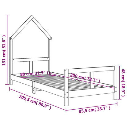 Vidaxl Estructura De Cama Para Niños Madera De Pino Blanco 80x200 Cm_2