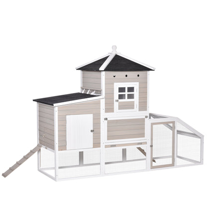 Pawhut Gallinero De Madera Exterior Con Caseta De 2 Niveles Zona Abierta Nido Y_0