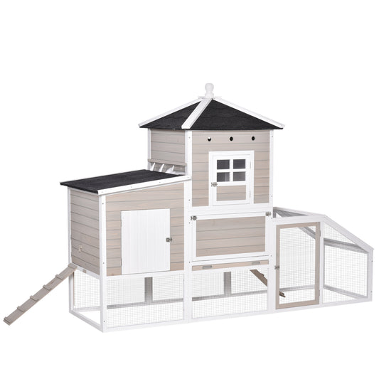 Pawhut Gallinero De Madera Exterior Con Caseta De 2 Niveles Zona Abierta Nido Y_0