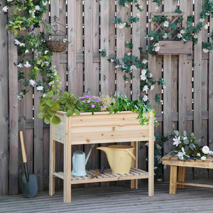 Outsunny Huerto Urbano Elevado Con Estante 90x40x81cm Mesa De Cultivo De Madera_1