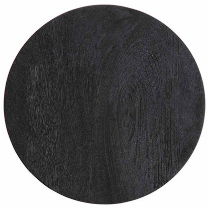 Mesa Auxiliar Madera Maciza De Mango Negra Ø33x50 Cm_2