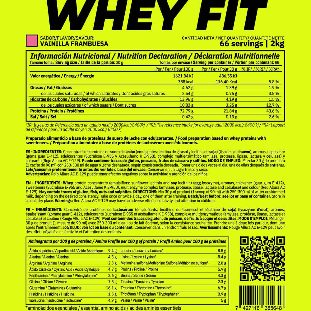 Whey Fit - 2kg - Vainilla Frambuesa - Aumenta La Masa Muscular - Masmusculo_5