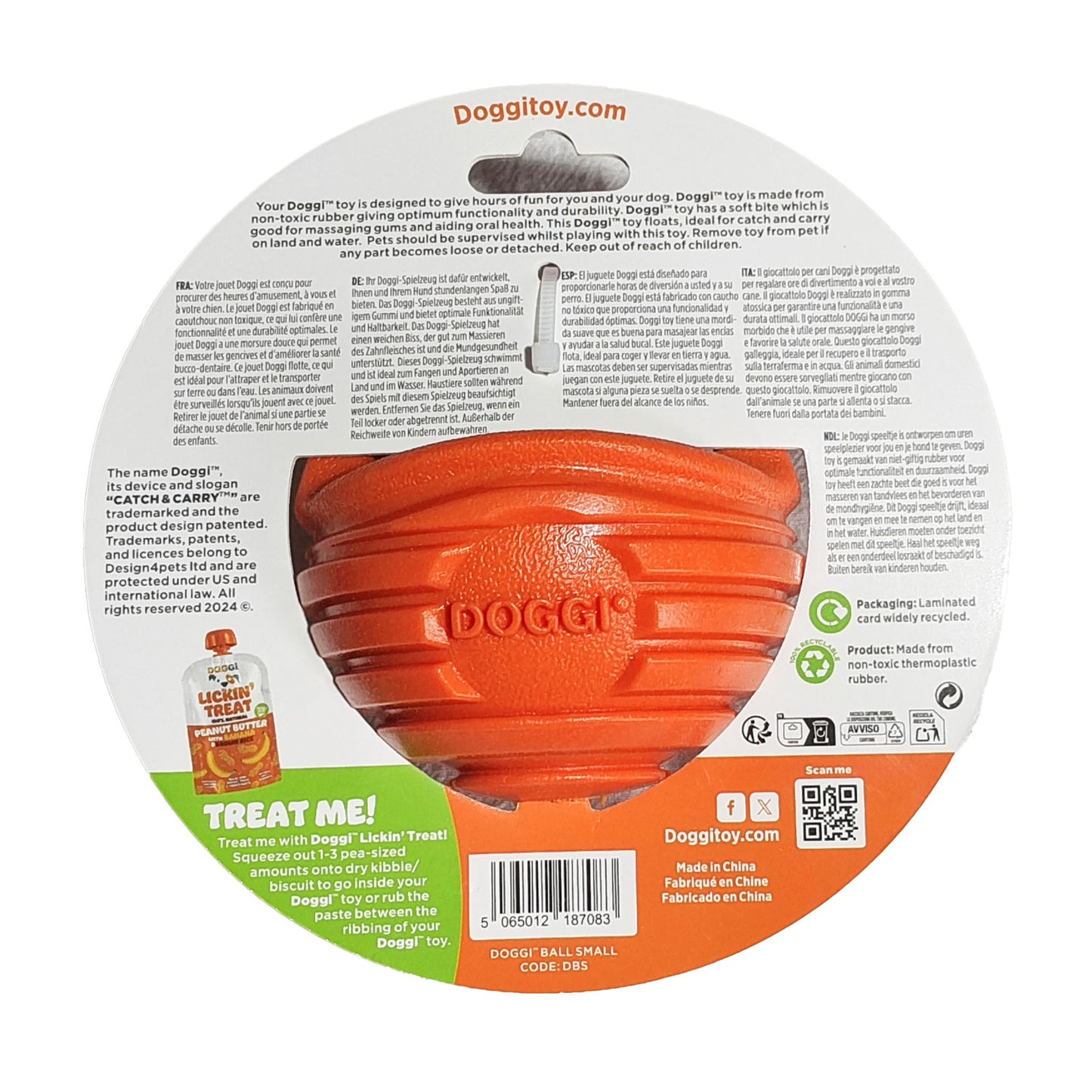 Juguete Para Perro Pelota Con Asa Doggi Ball Talla S 16x16x9 Cm