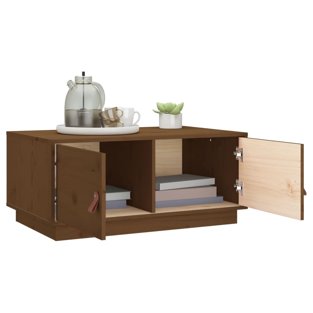 Mesa De Centro Madera Maciza De Pino Marrón Miel 80x50x35 Cm_2