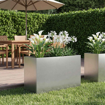 Macetero De Jardín Plateado 80 X 40 X 50 Cm Acero Inoxidable_1