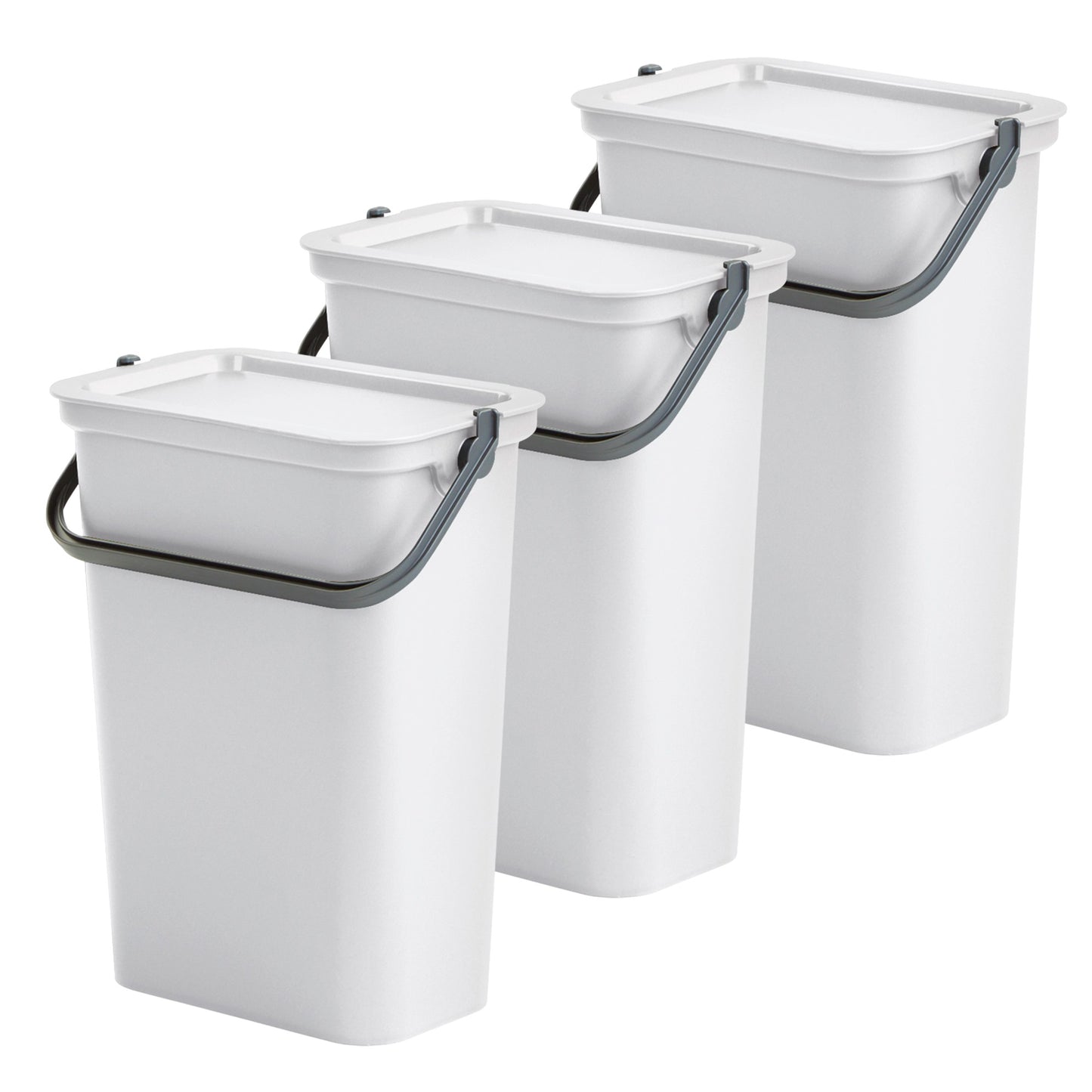 Set De 3 Papeleras moda 10l Blanco Con Asa