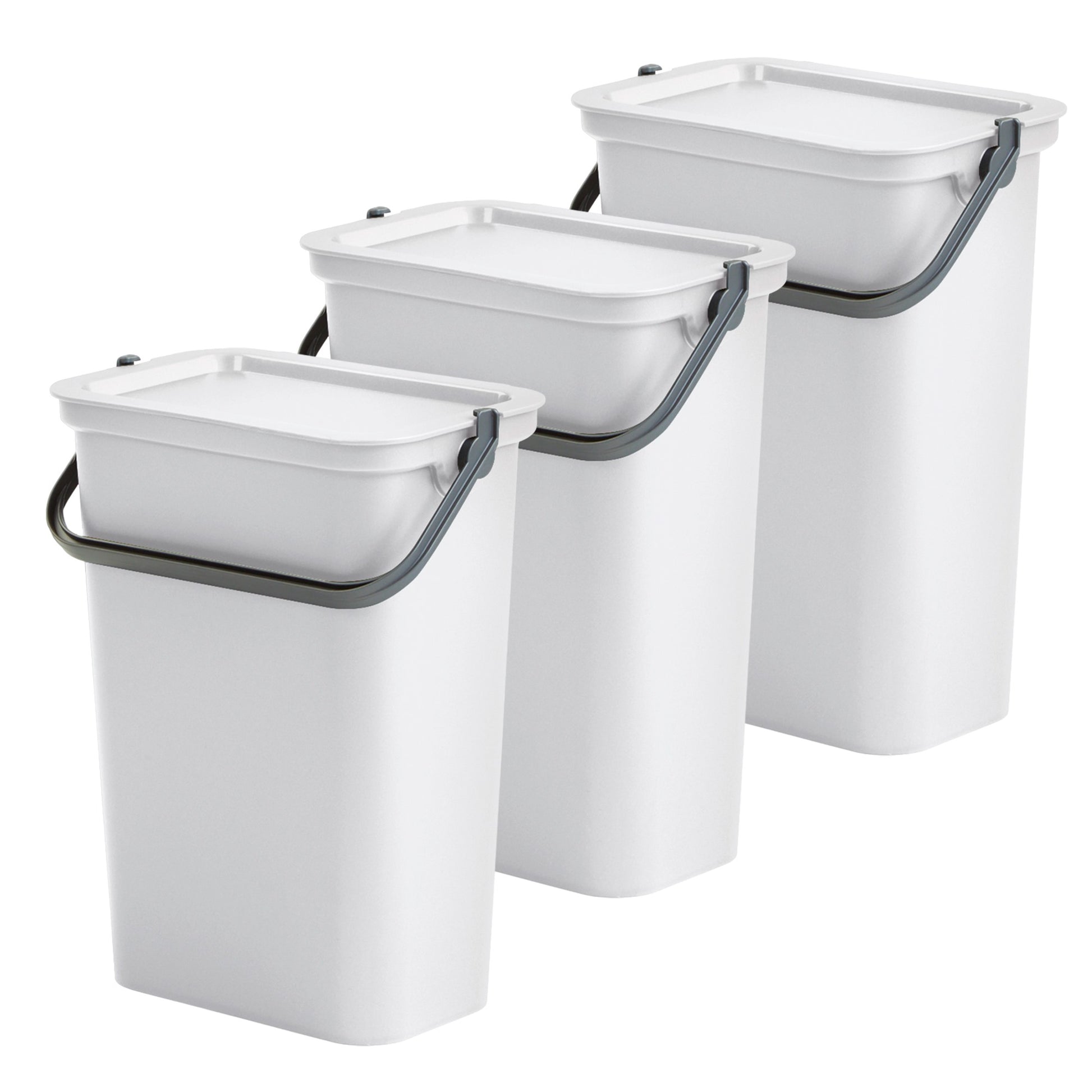 Set De 3 Papeleras moda 10l Blanco Con Asa