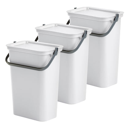 Set De 3 Papeleras moda 10l Blanco Con Asa