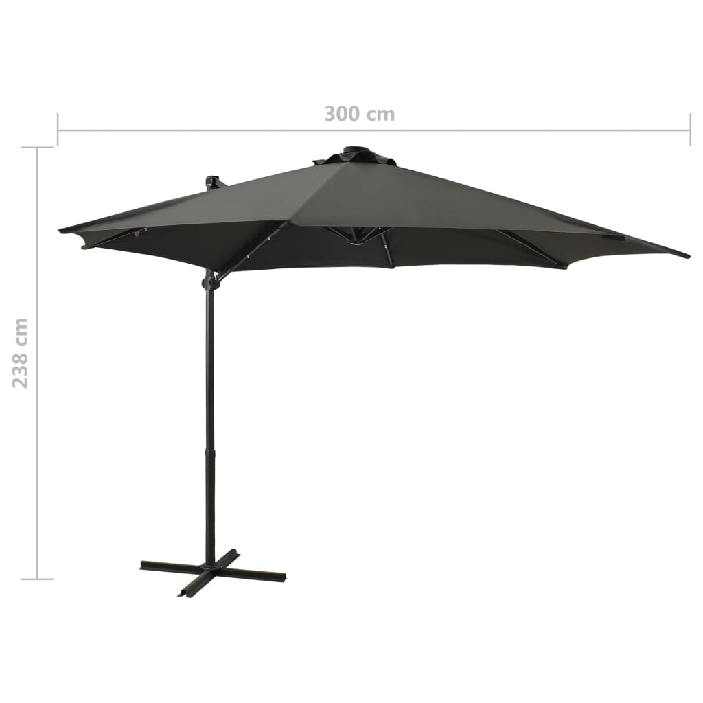 Vidaxl Sombrilla Jardín Voladiza Con Palo Y Luces Led Antracita 300 Cm_2