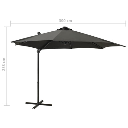 Vidaxl Sombrilla Jardín Voladiza Con Palo Y Luces Led Antracita 300 Cm_2