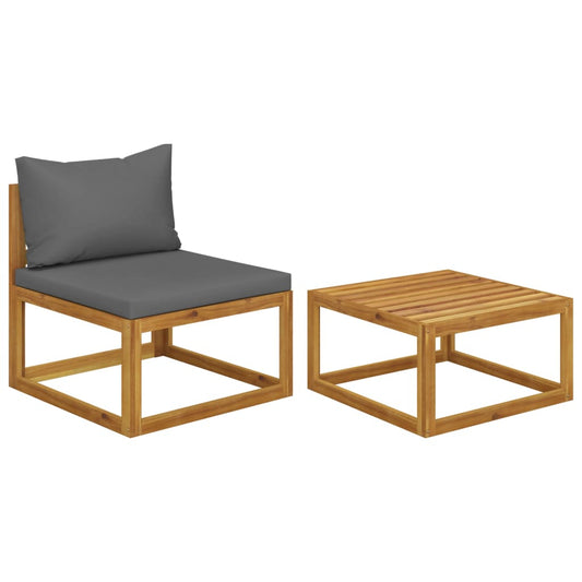 Vidaxl Set De Sofá De Jardín 2 Pzas Con Cojín Madera Maciza De Acacia_0