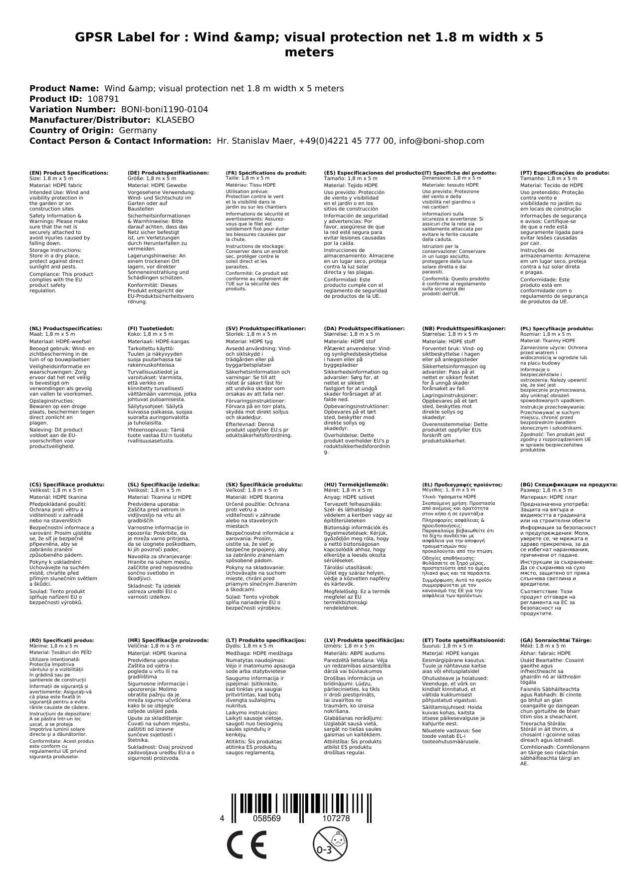 Malla De Ocultación Y Cortavientos 1,8 M X 5 M, Protección Solar Para Jardín Y Balcón_3