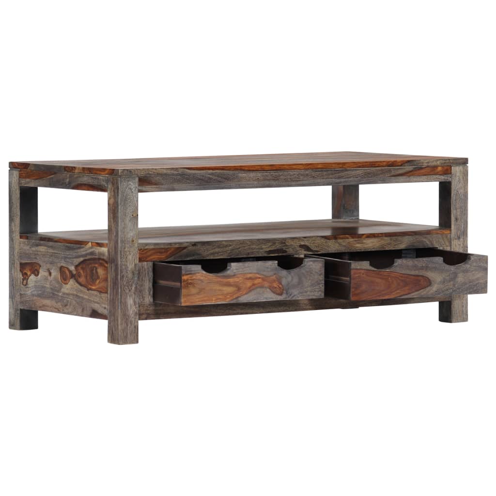 Mesa De Centro Madera Maciza De Sheesham Gris 100x50x40 Cm_1