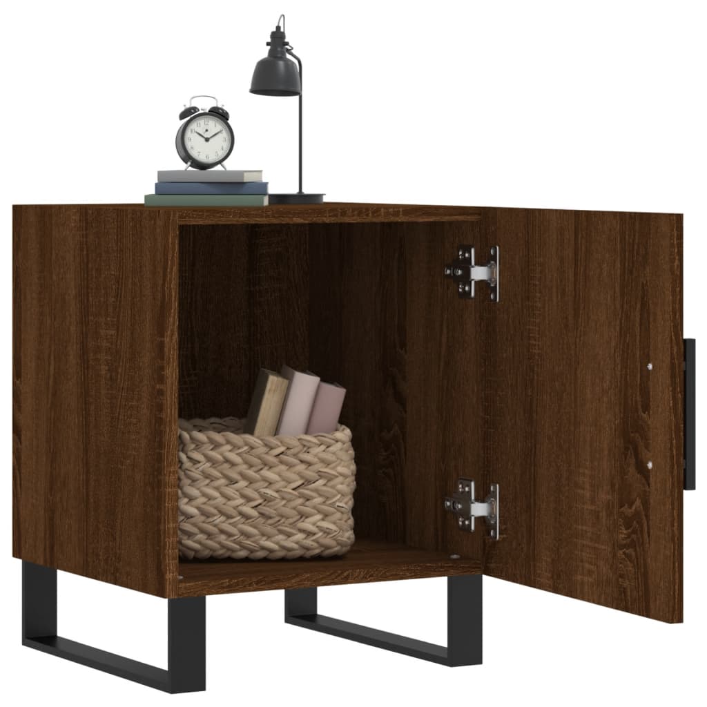Mesita De Noche Madera De Ingeniería Marrón Roble 40x40x50 Cm_1