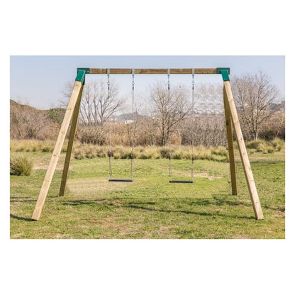 Columpio Doble De Madera Cuadrada Masgames Karai Deluxe Adultos (caucho Y Cuerdas).