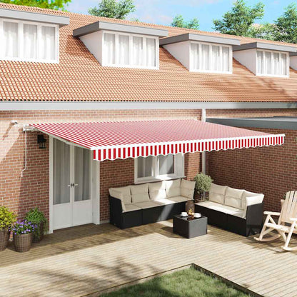 Toldo Retráctil Rojo Y Blanco 500 X 300 Cm Poliéster_1