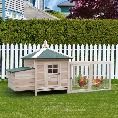 Pawhut Gallinero De Madera Con Caja Nido Espacio Para Correr 196x76x97cm Natural_1