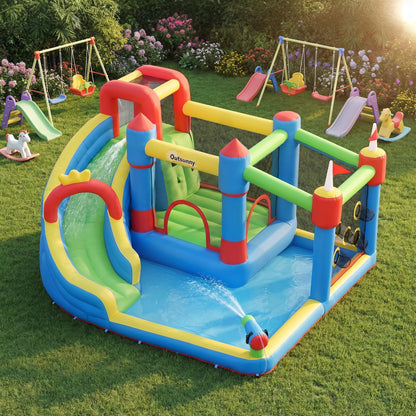 Outsunny Castillo Hinchable Para Niños Con Piscina 390x300x197 Cm Multicolor_1