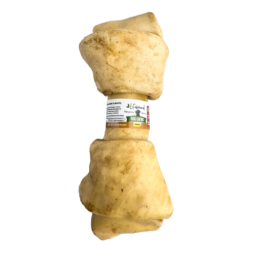Lifebound - Hueso Masticable Natural Para Perros De Cuero De Ternera, Forma Hueso, Sabor Mantequilla Maní - 4 uds XL