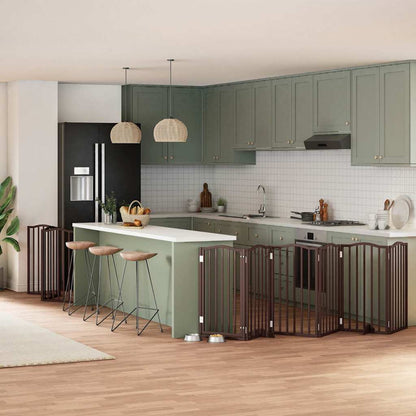 Vidaxl Puerta De Perros Plegable 9 Paneles Madera Álamo Marrón 450 Cm_1