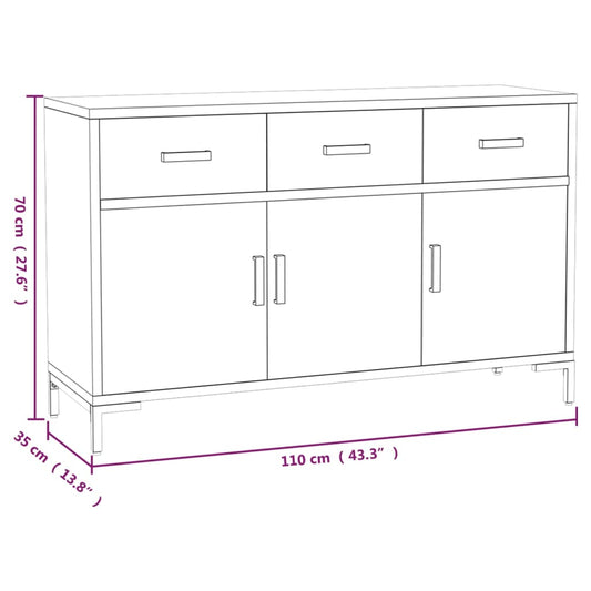 Aparador De Madera Maciza De Pino Marrón 110x35x70 Cm / Vetonek_0