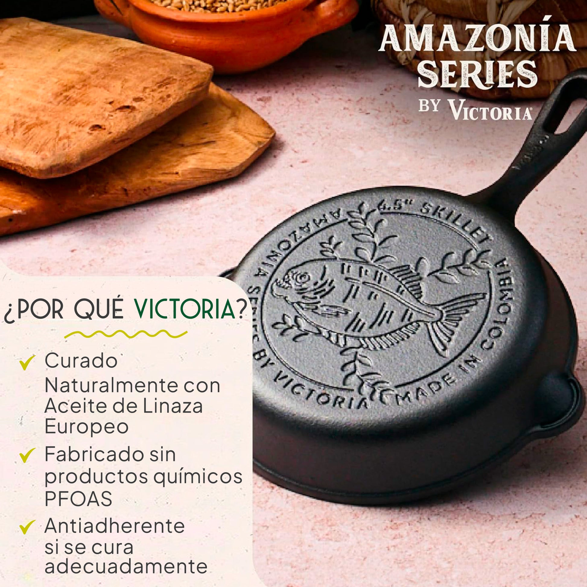 Victoria Sartén Hierro Fundido Curado Amazonía Piraña Inducción 16,5cm, Apta Para Todas Las Cocinas_1
