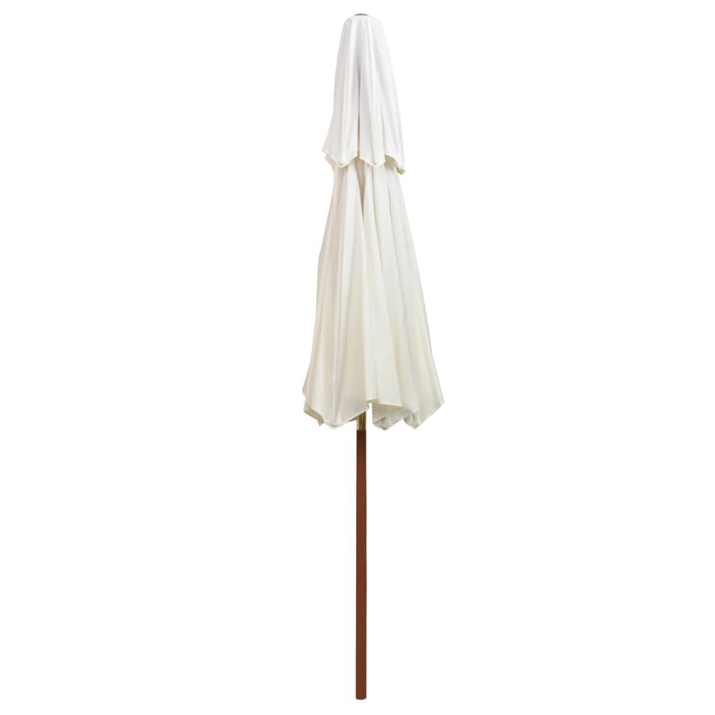 Vidaxl Sombrilla De Dos Niveles Palo De Madera Blanco Crema 270x270 Cm_3