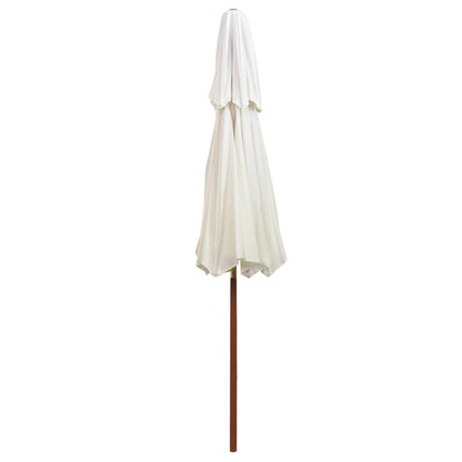 Vidaxl Sombrilla De Dos Niveles Palo De Madera Blanco Crema 270x270 Cm_3